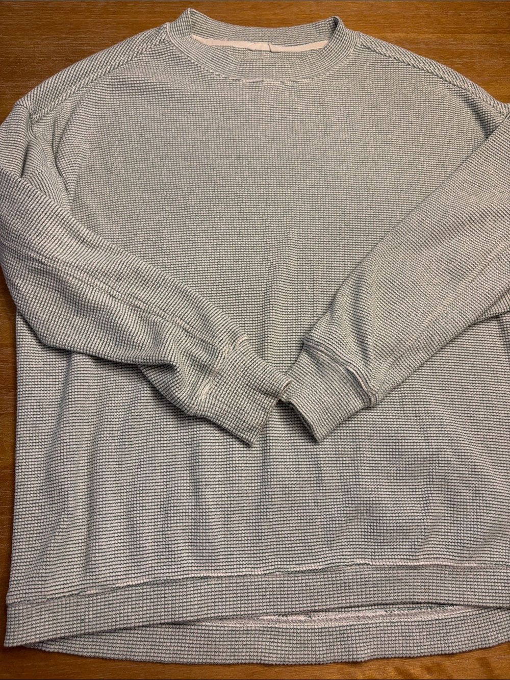 aerie Women's Waffle Knit Crewneck Sweatshirt - Light Gray